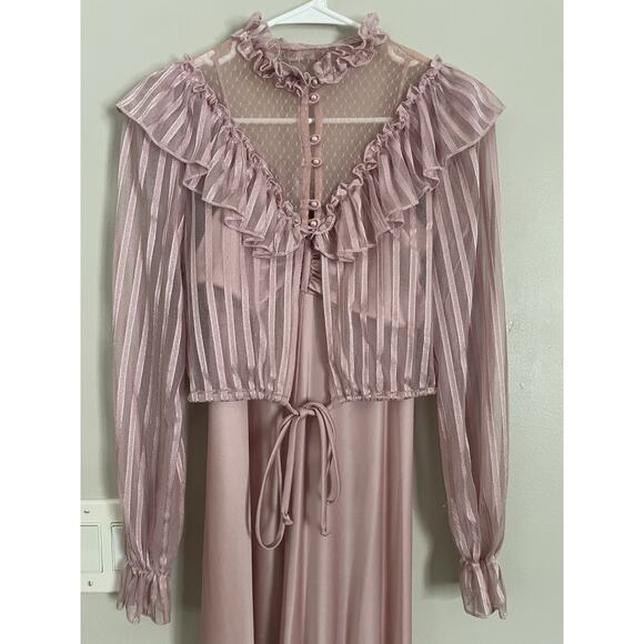 Unbranded Dresses & Skirts - Vintage Boho Pink Lace Two Piece Dress Set Victorian Revival Prairie Style Sz 8